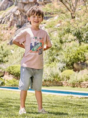 Denim jongensbermuda, gemakkelijk aan te trekken denimgrijs