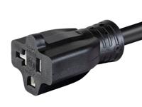 Monoprice Heavy Duty Extension Cord - 2 voet - Zwart | Locking Connector - NEMA L5-20P naar NEMA 5-15/20R, 12AWG, 20A, Sjtw, 125V - thumbnail