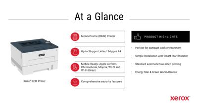 Xerox B230 Printer Laser, kleur Zwart/wit A4 34 pag./min. 600 x 600 dpi LAN, USB, WiFi, Duplex