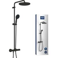 Grohe QuickFix Vitalio Start 250 regendoucheset met 3 straalsoorten en thermostaatkraan incl. vaste handdouchehouder Ø25cm mat zwart - thumbnail