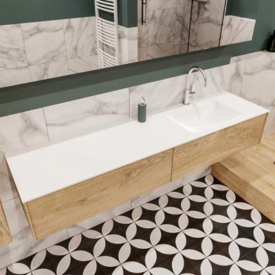 Mondiaz Lush Cloud badmeubel Washed oak 180 cm 2 lades solid surface enkele spoelbak rechts 1 kraangat Mondiaz Lush Cloud badmeubel Washed oak 180 cm 2 lades solid surface enkele spoelbak rechts 1 kraangat