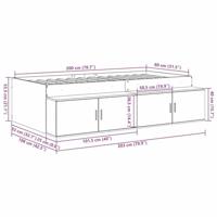 Opbergbedframe met opslag Betongrijs 80 x 200 cm Bewerkt hout - thumbnail
