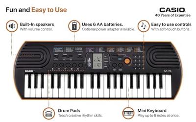 Casio SA-76 digitale piano Zwart, Bruin, Wit 44 toetsen Casio SA-76 digitale piano Zwart, Bruin, Wit 44 toetsen