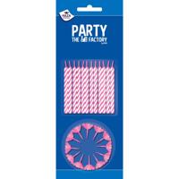 Taartkaarsjes 24 stuks + houders roze 12 stuks - thumbnail