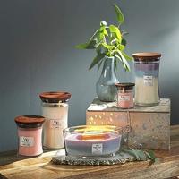 WoodWick Geurkaars Medium Trilogy Calming Retreat - 11 cm / ø 10 cm - Geurkaars in Glas - Houten Lont - thumbnail