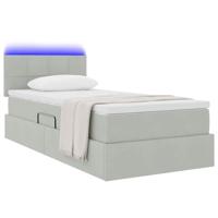 Opbergbed met LED met matras Lichtgrijs 90 x 190 cm Fluweel - thumbnail