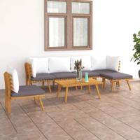7-delige Loungeset met kussens massief acaciahout - thumbnail