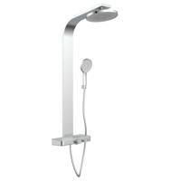 SAMOA RAIN douchesysteem met thermostatisch planchet, chroom-licht grijs wellness hoofddouche met antikalk nozzles, Ø ca. 26 cm handdouche, 3 functies met antikalk nozzles, Ø 13 cm handdouche m - thumbnail