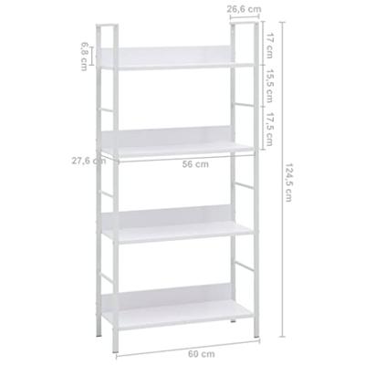 Boekenkast met 4 schappen 60x27,6x124,5 cm bewerkt hout wit - thumbnail