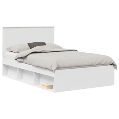 Bedframe met hoofdeinde Wit 120 x 190 cm Massief grenenhout
