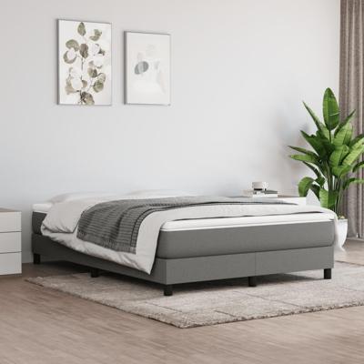 Boxspring met matras stof donkergrijs 140x190 cm