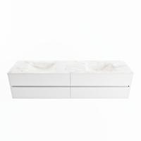 MONDIAZ VICA-DLUX 200cm badmeubel onderkast Talc 4 lades. Inbouw wastafel CLOUD dubbel zonder kraangat, kleur Ostra. - thumbnail