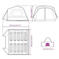 VidaXL Tent met led 10-persoons snelontgrendeling lichtblauw - thumbnail