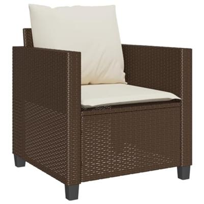 3-delige Bistroset met kussens poly rattan bruin