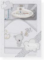 Interbaby Badcape En Thermometer 100 Cm Katoen Wit 2-delig - thumbnail