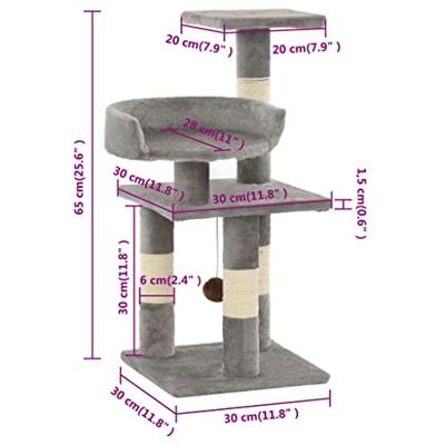 VidaXL Kattenkrabpaal met sisal krabpalen 65 cm grijs