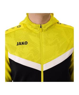 JAKO 6824 Jas Met Kap Iconic - Zwart/Zachtgeel - M
