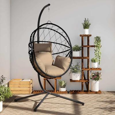 VidaXL Hangstoel met standaard rattan en staal taupe VidaXL Hangstoel met standaard rattan en staal taupe