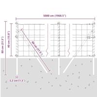 VidaXL Hek met paal grijs 0,4 x 50 m staal en pvc - thumbnail