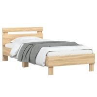 Bedframe met hoofdbord en LED sonoma eikenkleurig 90x190 cm - thumbnail