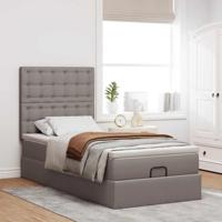 Bed met matras 90x200 cm stof taupe - thumbnail
