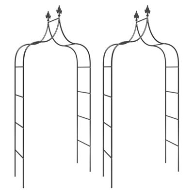 VidaXL Tuinbogen 2 st 120x38x260 cm staal zwart VidaXL Tuinbogen 2 st 120x38x260 cm staal zwart