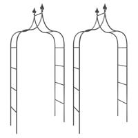 VidaXL Tuinbogen 2 st 120x38x260 cm staal zwart - thumbnail