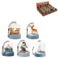 Kikkerland sleutelhanger sneeuwbol dieren 5 cm 5 assorti b-keus | 20 stuks - thumbnail