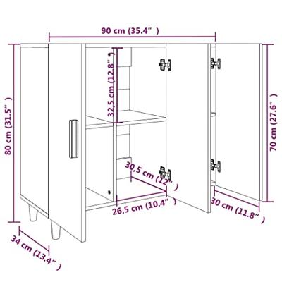 Dressoir 90x34x80 cm bewerkt hout betongrijs