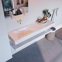 MONDIAZ ALAN-DLUX 150cm planchet Ostra. Vrijhangende wastafel CLOUD links zonder kraangat, kleur Ostra. - thumbnail
