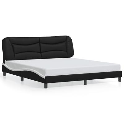Bedframe zonder matras "Hvar" kunstleer zwart en wit 200x200 cm - thumbnail