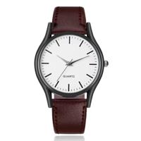 LGT Minimalistisch herenhorloge met donkerbruine leren band - thumbnail