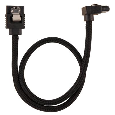 Corsair Premium SATA3-kabel, schuin/recht (6 Gbps, 30 cm, 90 graden), met ommanteling, zwart