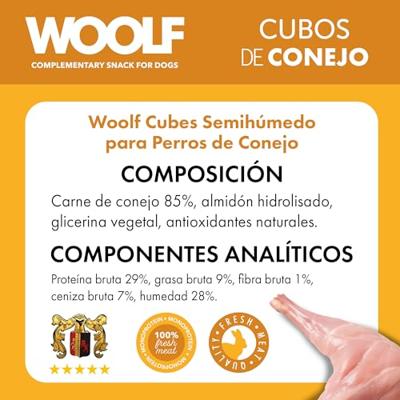 WOOLF Soft Cubes Rabbit - traktatie voor hond - 100g