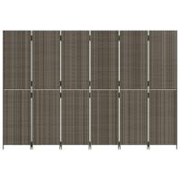 Kamerscherm 6 panelen poly rattan grijs - thumbnail