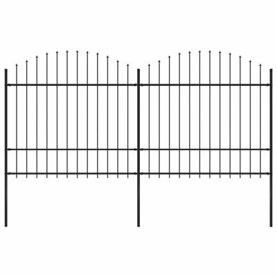 Tuinhek met speren bovenkant (1,5-1,75)x3,4 m staal zwart