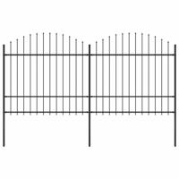 Tuinhek met speren bovenkant (1,5-1,75)x3,4 m staal zwart - thumbnail