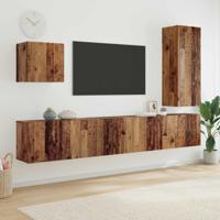 TV-wandmeubel Wandgemonteerd 5 pcs Oud Hout Bewerkt hout - thumbnail