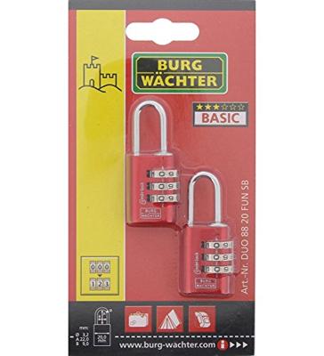 Burg Wächter 2er Set Duo 88 20 F SB Hangslot Blauw, Groen, Rood, Zwart Cijferslot