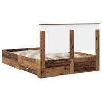 Bedframe met hoofdeinde Oudhout 140 x 190 cm Bewerkt hout - thumbnail