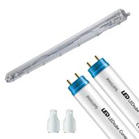 LED Waterdichte TL Armatuur met T8 Buizen - Velvalux Strela - 120cm - Dubbel - Koppelbaar - Waterdicht IP65 - Philips - CorePro LEDtube EM 840 - 29W - Natuurlijk Wit 4000K | Vervangt 72W - thumbnail