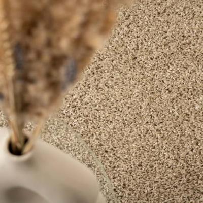 Tapeso Rond hoogpolig vloerkleed shaggy Trend effen - champagne - 200