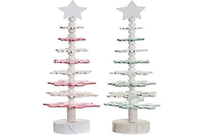 Kerstboom DKD Home Decor Hout MDF (2 pcs) (11 x 11 x 41 cm)