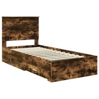Bedframe met hoofdeinde Gerookt eiken 100 x 200 cm Bewerkt hout - thumbnail
