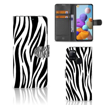 Samsung Galaxy A21s | Telefoonhoesje | Met pasjeshouder | Zebra Samsung Galaxy A21s | Telefoonhoesje | Met pasjeshouder | Zebra