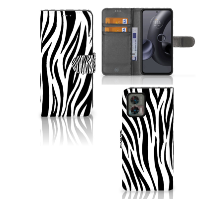 Motorola Edge 30 Neo | Telefoonhoesje | Met pasjeshouder | Zebra Motorola Edge 30 Neo | Telefoonhoesje | Met pasjeshouder | Zebra