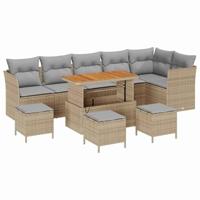 Tuinbankenset 10 pcs Beige poly rattan - thumbnail