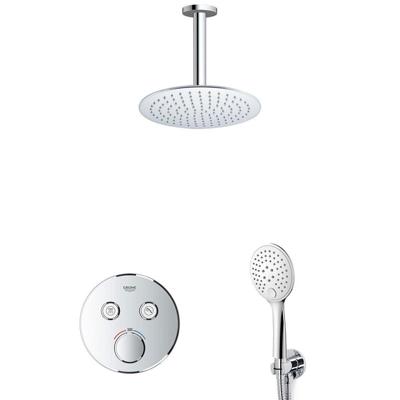 GROHE Grohtherm Regendoucheset Inbouw - 2 functies - met Fortifura hoofddouche 20cm - ronde handdouche - plafondarm - chroom sw105953 SW104917 SW696254 SW377830 SW542643 SW496