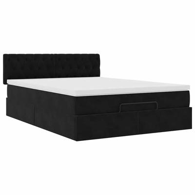 Ottoman bed met matras 140x190cm fluweel zwart