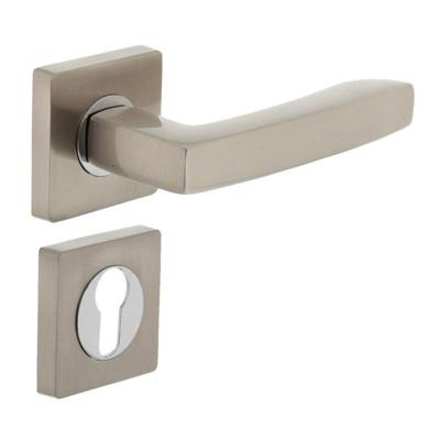 Deurkruk 1714 Dean op vierkant rozet 7mm nokken met profielcilindergat plaatjes chroom/nikkel mat